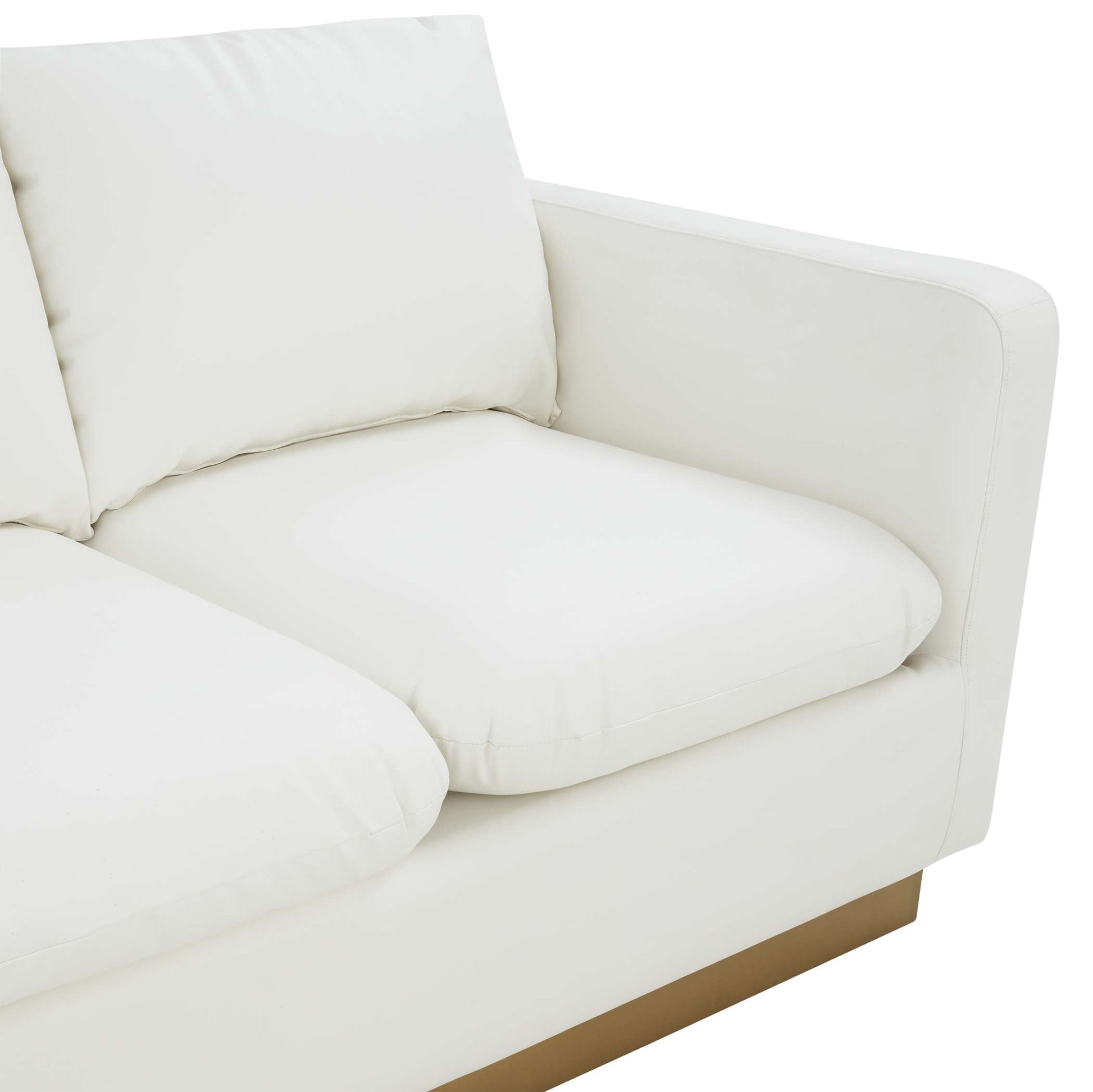 LeisureMod Nervo Modern Mid-Century Upholstered Leather Sofa with Gold Frame | Sofas | Modishstore - 33