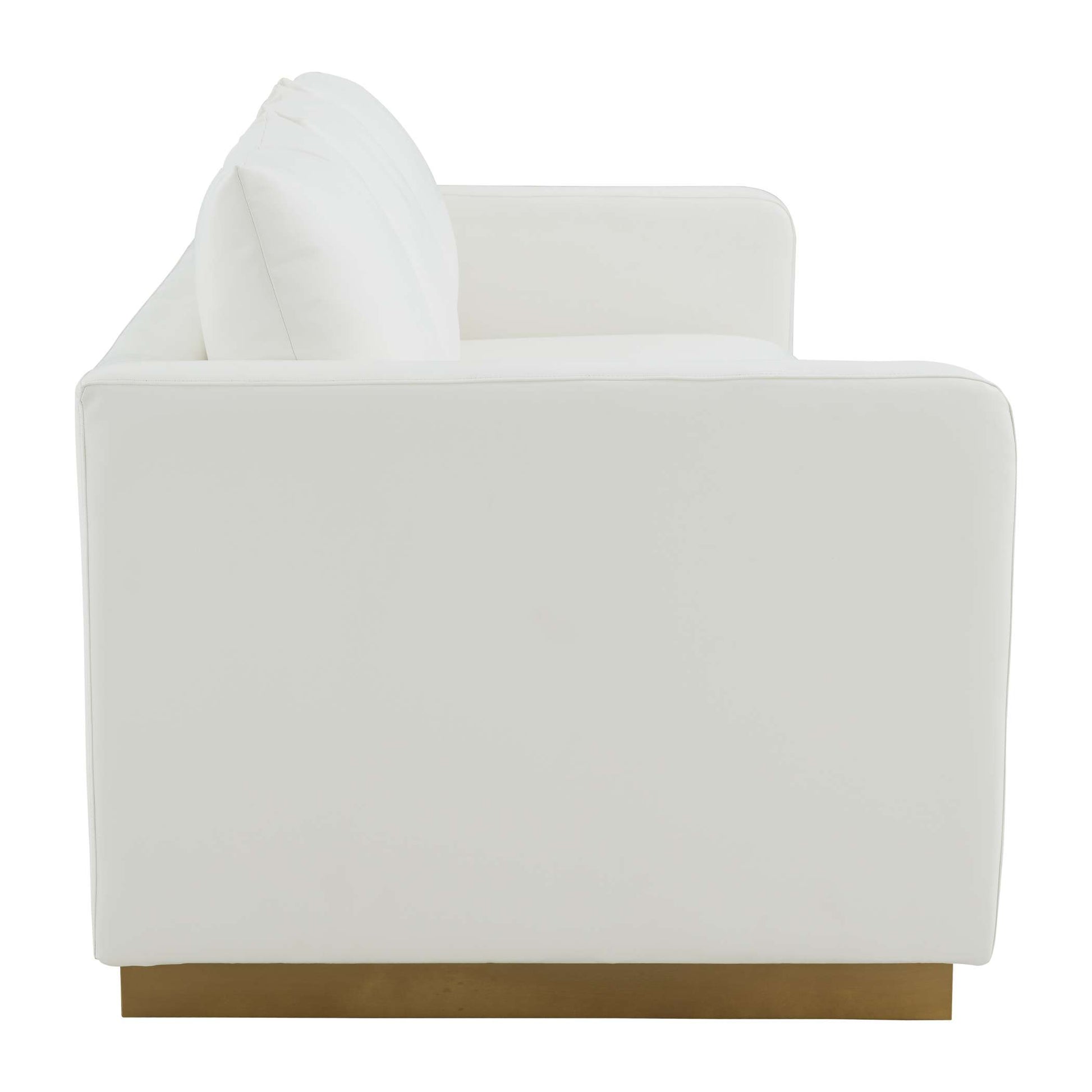 LeisureMod Nervo Modern Mid-Century Upholstered Leather Sofa with Gold Frame | Sofas | Modishstore - 34