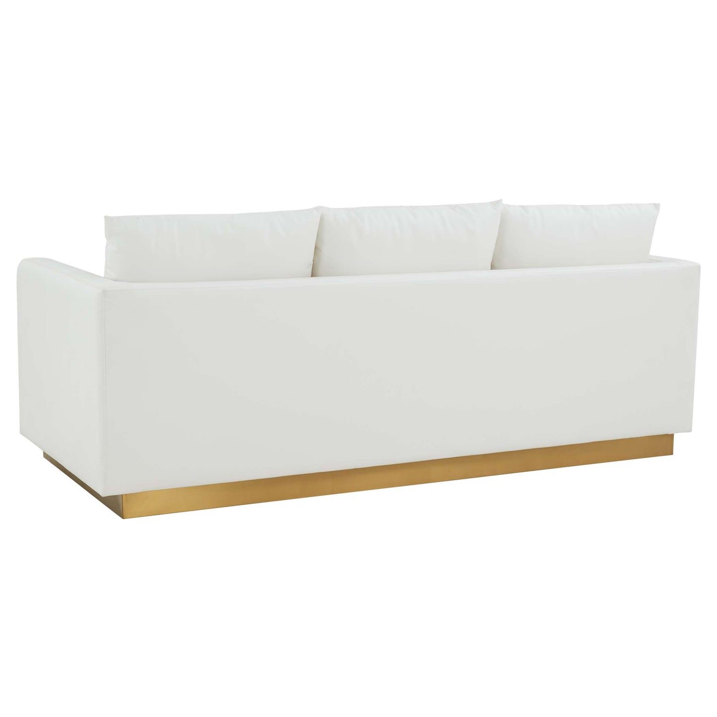 LeisureMod Nervo Modern Mid-Century Upholstered Leather Sofa with Gold Frame | Sofas | Modishstore - 32