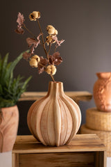 Ribbed Terracotta Vase By Kalalou