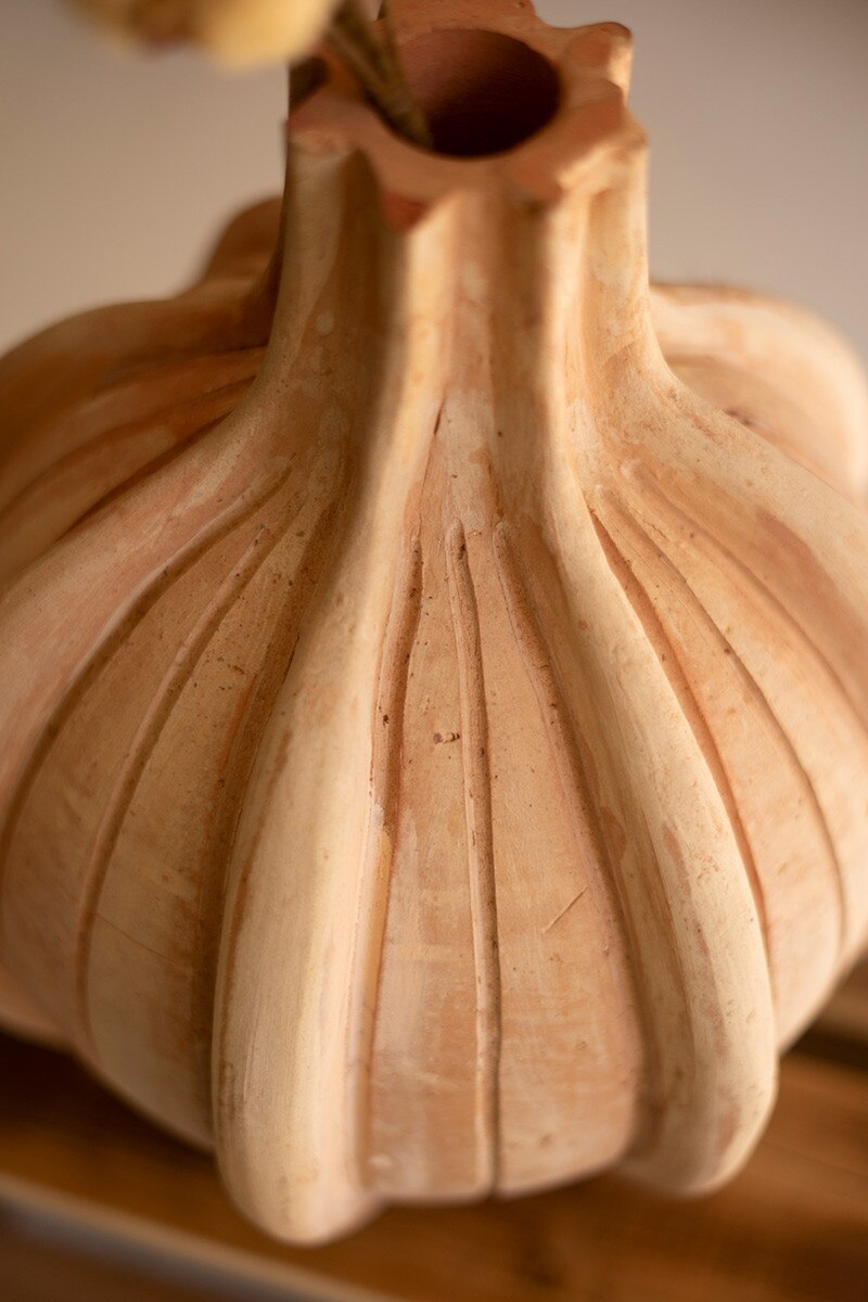 Ribbed Terracotta Vase By Kalalou
