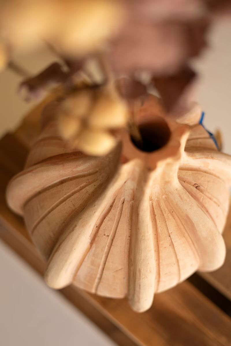 Ribbed Terracotta Vase By Kalalou