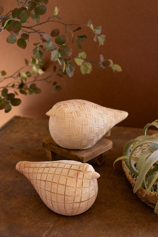 Set Of Two Terracotta Birds By Kalalou