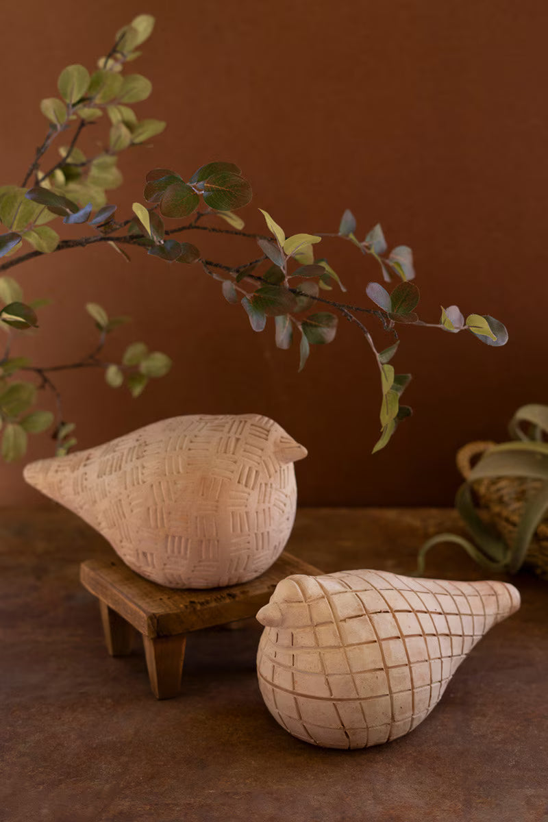 Set Of Two Terracotta Birds By Kalalou