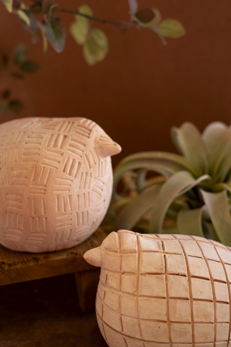 Set Of Two Terracotta Birds By Kalalou