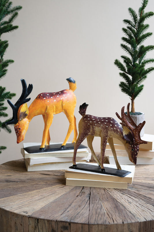Painted Iron Set Christmas Reindeer Set Of 2 By Kalalou | Sculptures | Modishstore