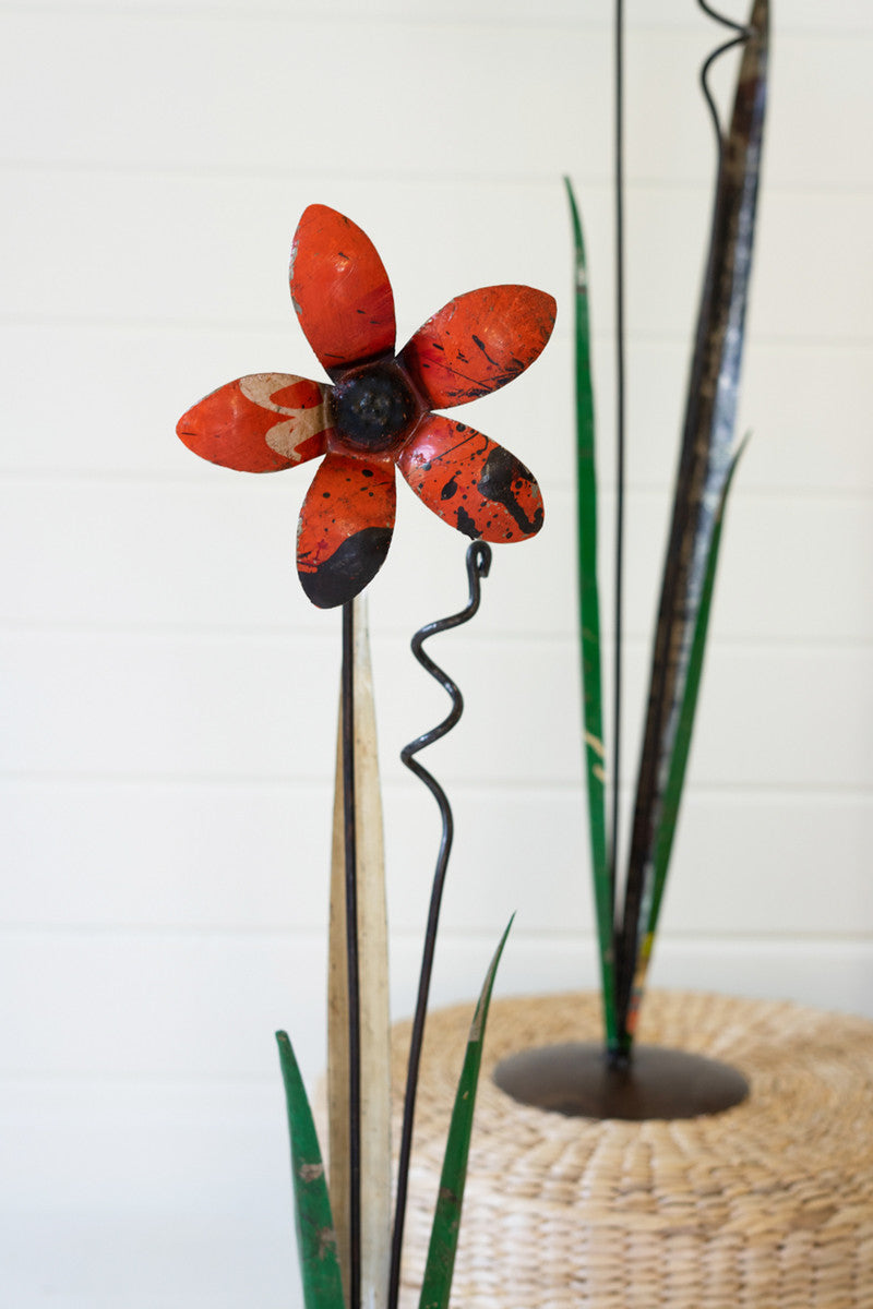Recycled Iron Flowers Set Of 3 By Kalalou | Sculptures | Modishstore - 2