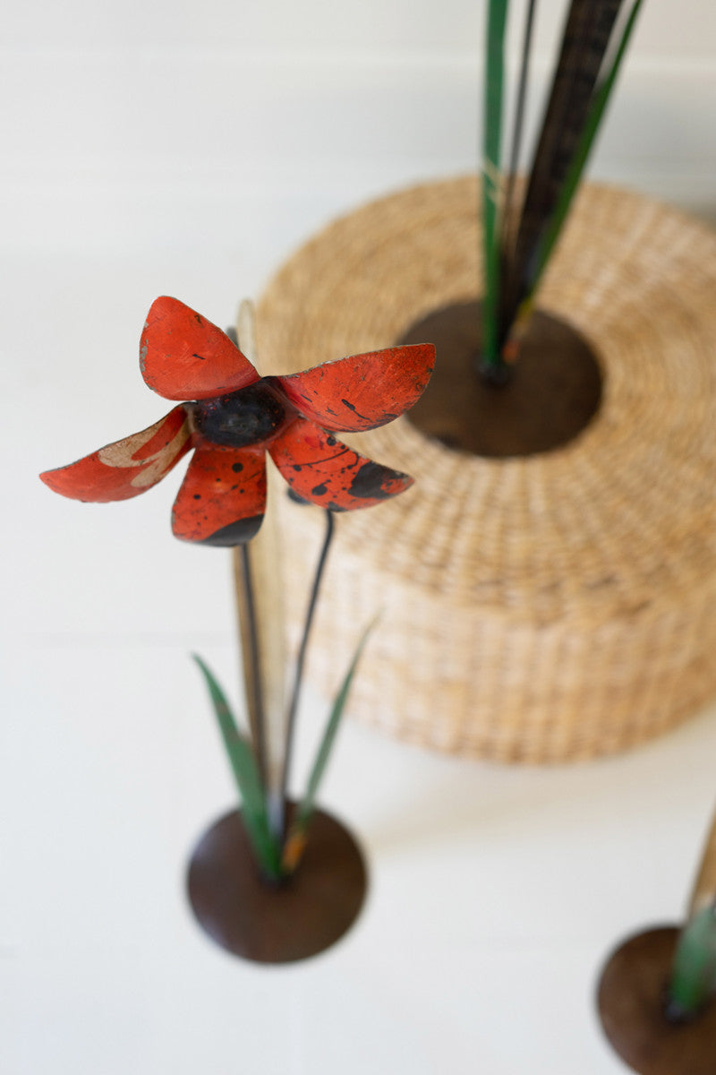 Recycled Iron Flowers Set Of 3 By Kalalou | Sculptures | Modishstore - 3