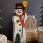 Painted Wooden Snowman Sculpture By Kalalou | Sculptures | Modishstore