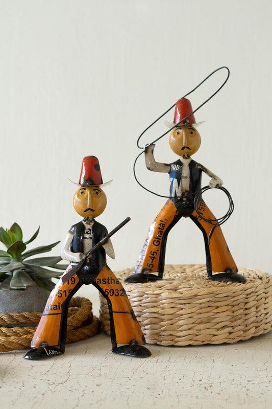 Set Of Two Reclaimed Metal Cowboys By Kalalou