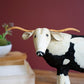 Painted Metal Black And White Steer By Kalalou