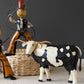 Painted Metal Black And White Steer By Kalalou