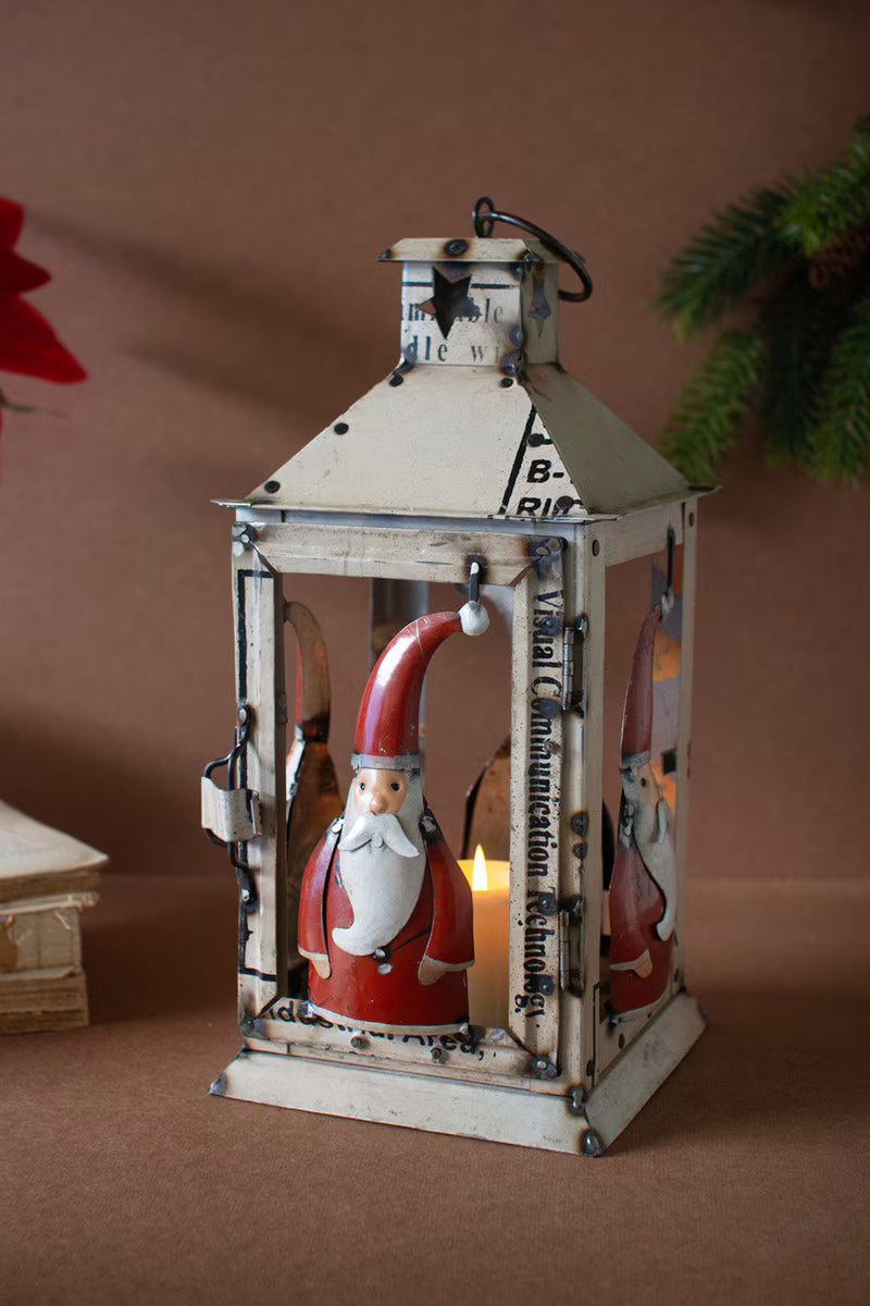 Recycled Iron Lantern - Santa By Kalalou