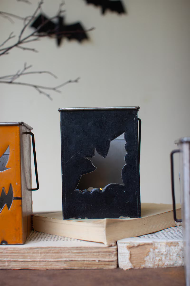 Set Of Three Recycled Iron Halloween Lanterns - One Each By Kalalou