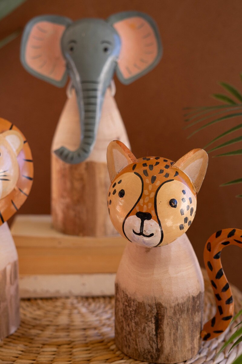 Set Of Three Recycled Wood And Iron Safari Animals By Kalalou