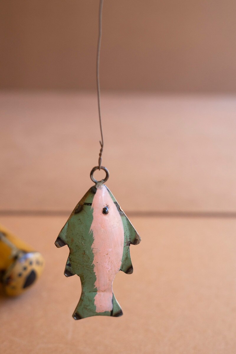 Recycled Iron Brown Bear Fishing By Kalalou