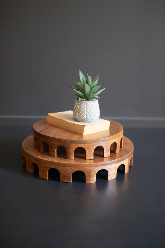 Set Of Two Round Wooden Risers By Kalalou | Planters, Troughs & Cachepots | Modishstore