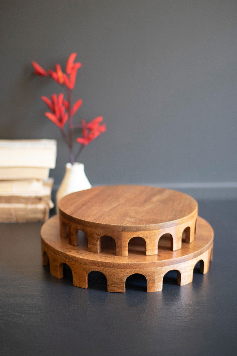 Set Of Two Round Wooden Risers By Kalalou | Planters, Troughs & Cachepots | Modishstore - 3