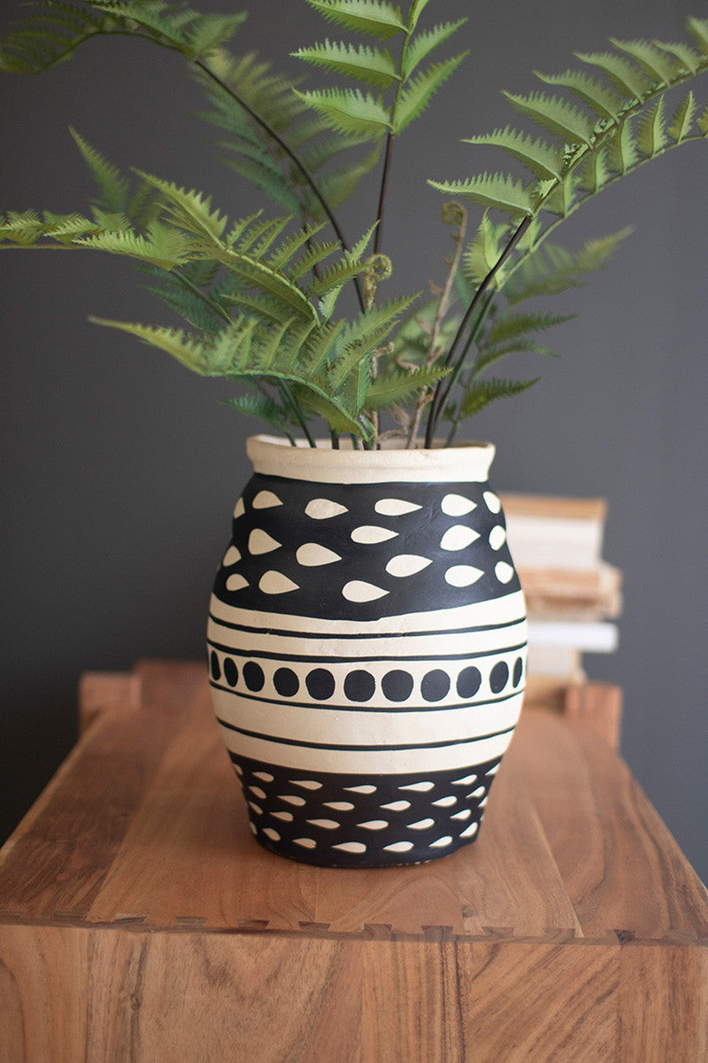 Black And White Paper Mache Vase - Urn By Kalalou | Vases | Modishstore