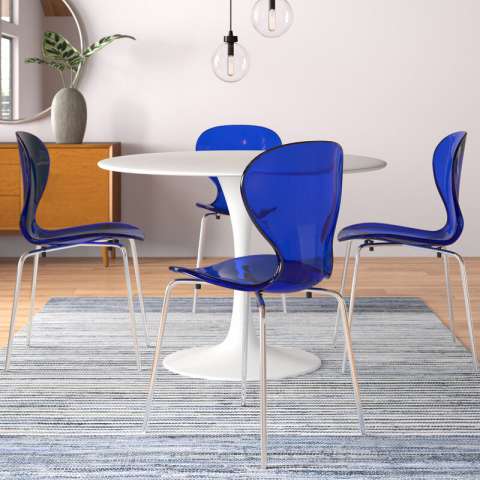 LeisureMod Modern Oyster Transparent Side Chair - OC17TBU | Dining Chairs | Modishstore