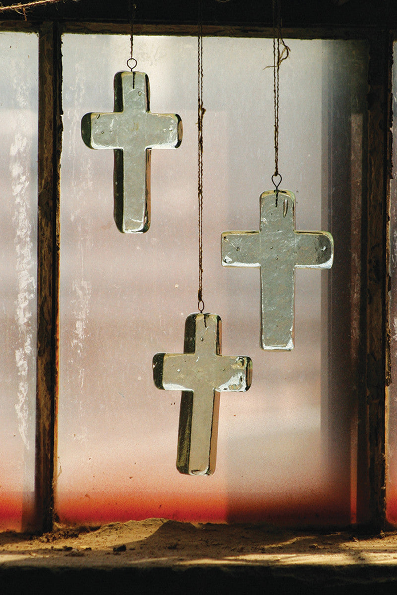 Glass Cross Suncatcher Set Of 4 By Kalalou | Ornaments | Modishstore - 2