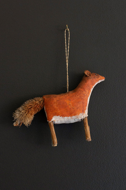 Folk Art Canvas Christmas Ornament - Orange Fox By Kalalou | Ornaments | Modishstore