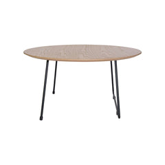 LeisureMod Pemborke Mid Century Modern Round Coffee Table with Wood Top and Powder Coated Iron Frame Accent Table for Living Room and Bedroom