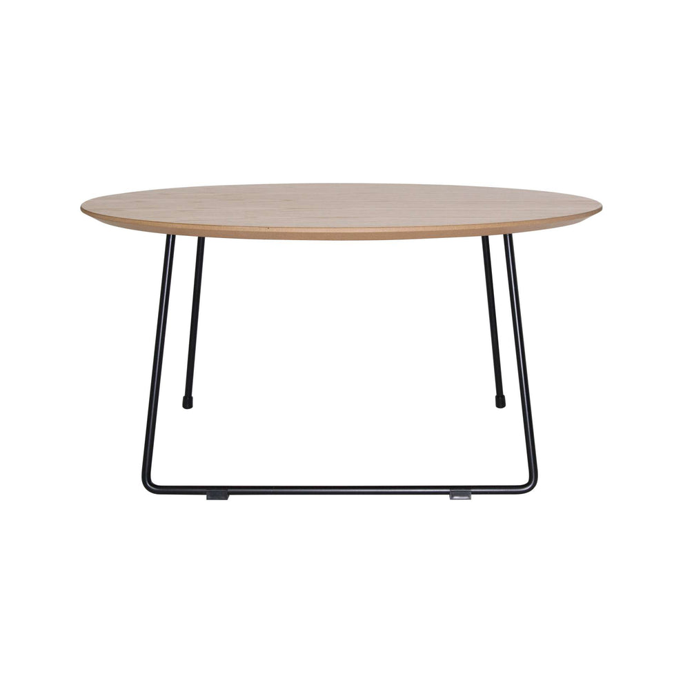 LeisureMod Pemborke Mid Century Modern Round Coffee Table with Wood Top and Powder Coated Iron Frame Accent Table for Living Room and Bedroom | Coffee Tables | Modishstore - 2