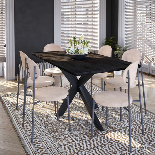 LeisureMod Euston Modern Velvet Dining Chair with Grey Steel Frame | Dining Chairs | Modishstore