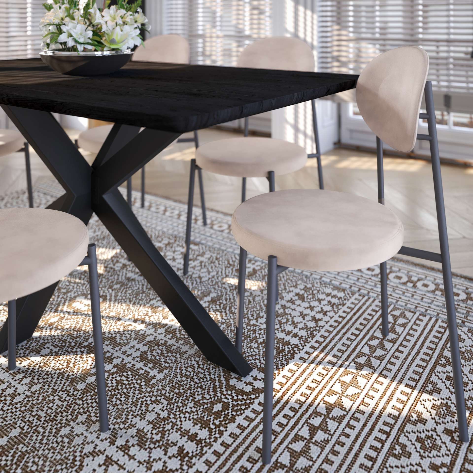 LeisureMod Euston Modern Velvet Dining Chair with Grey Steel Frame | Dining Chairs | Modishstore - 2