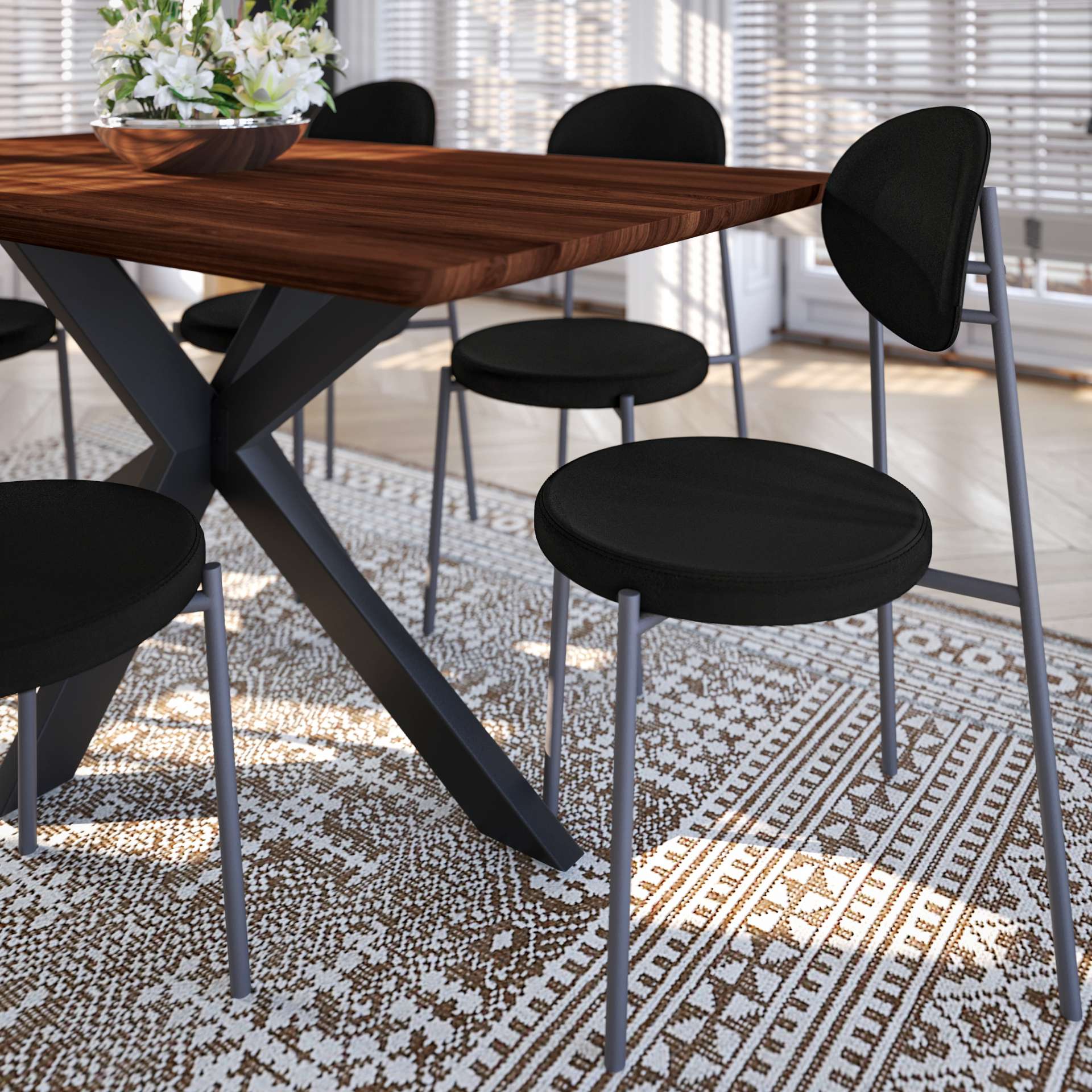 LeisureMod Euston Modern Velvet Dining Chair with Grey Steel Frame | Dining Chairs | Modishstore - 14
