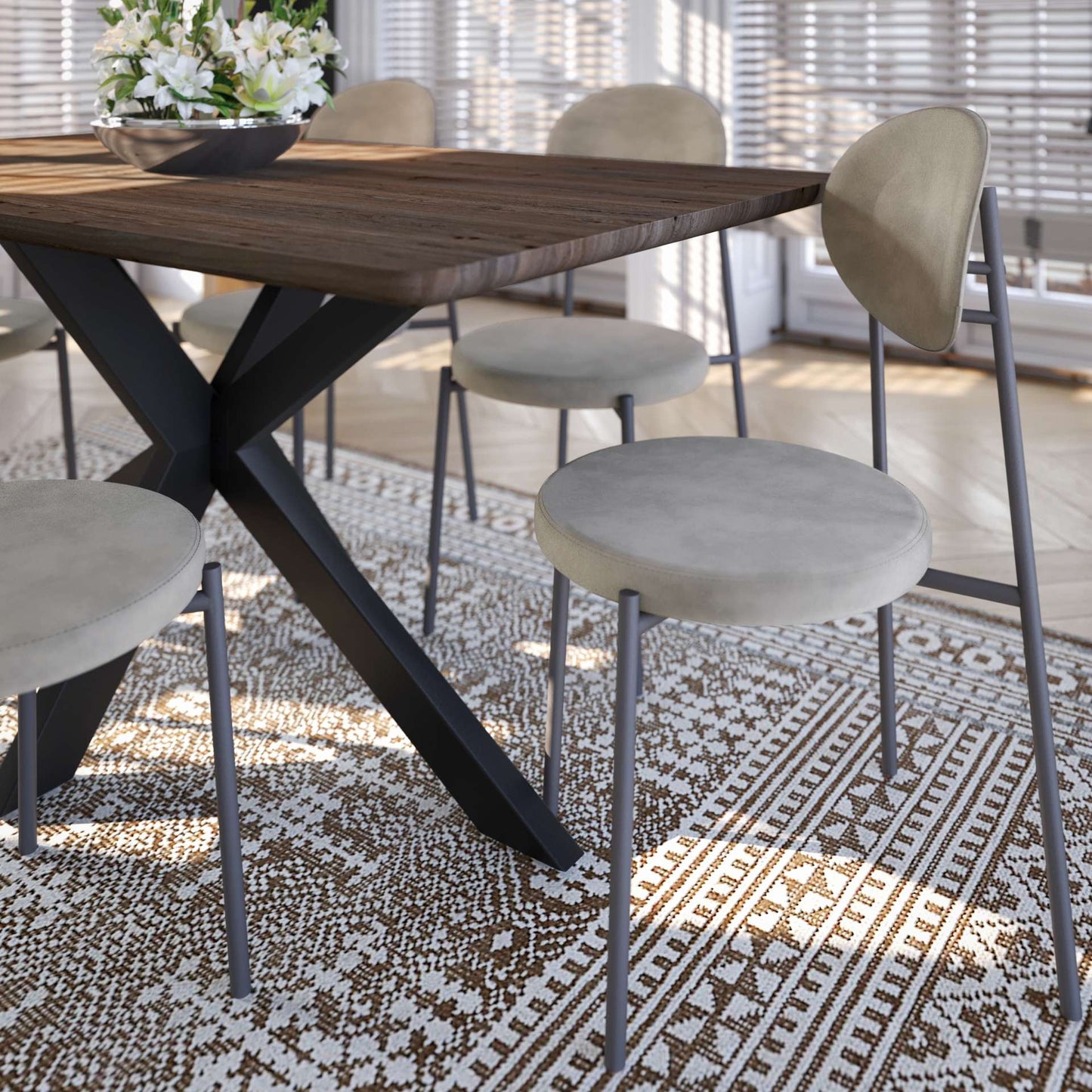 LeisureMod Euston Modern Velvet Dining Chair with Grey Steel Frame | Dining Chairs | Modishstore - 25