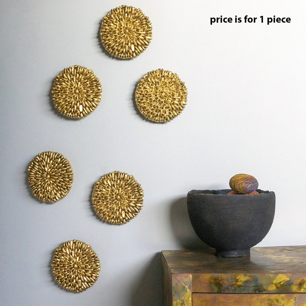 River Rock 6.75"D Wall Medallion, Gold Painted By Gold Leaf | Wall Art | Modishstore - 3