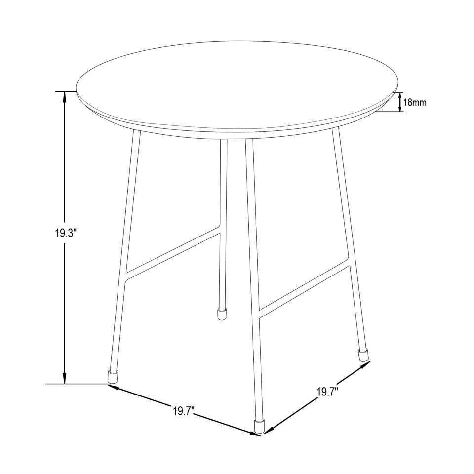 LeisureMod Rossmore Mid Century Modern Round Side Table With Black Steel Frame | Side Tables | Modishstore - 24