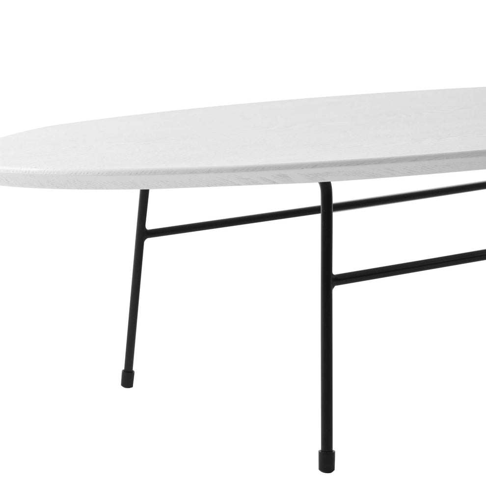 LeisureMod Rossmore Oval Coffee Table with Ash Veneer Top and Black Powder Coated Steel Frame | Coffee Tables | Modishstore - 23