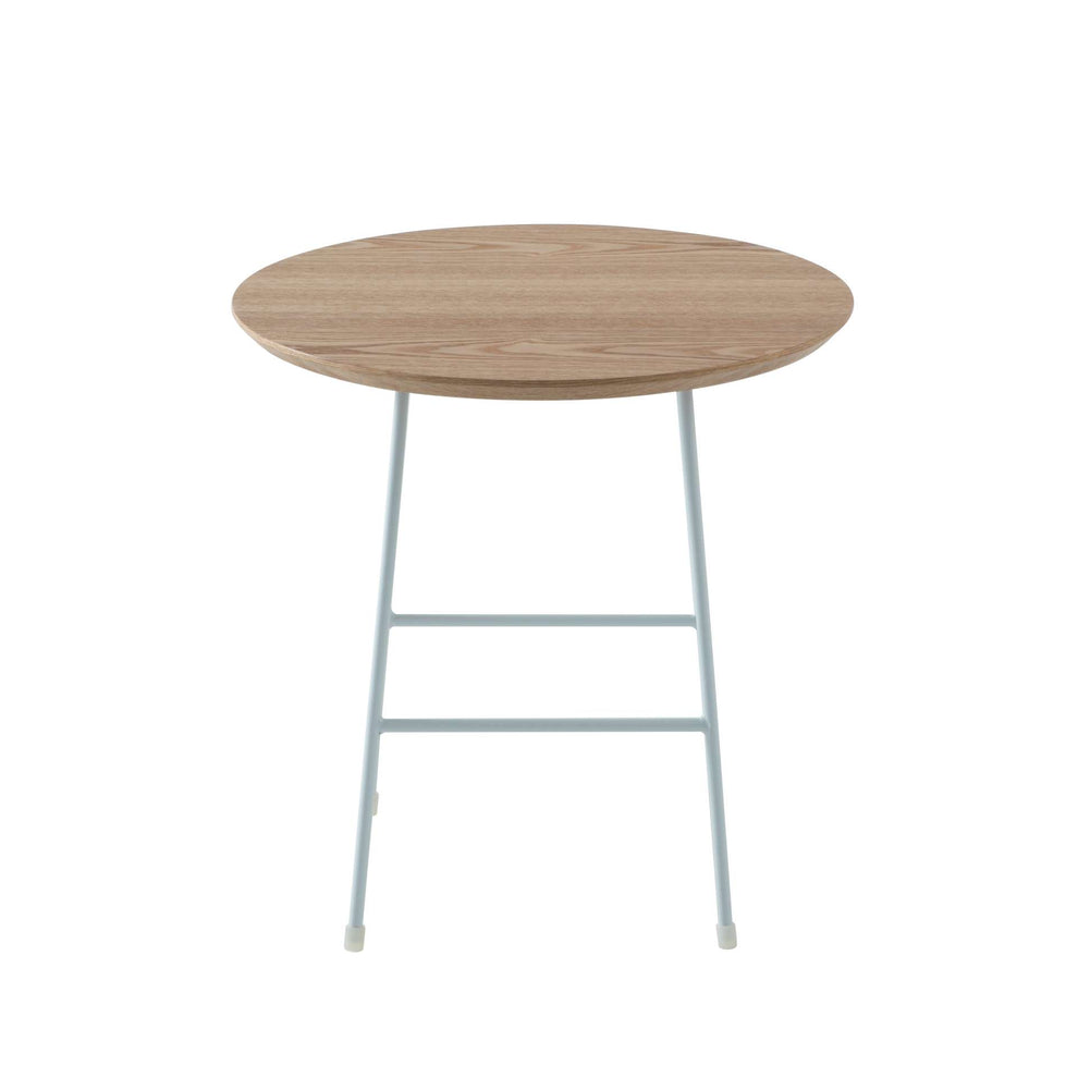 LeisureMod Rossmore Mid Century Modern Round Side Table With White Steel Frame | Side Tables | Modishstore - 3