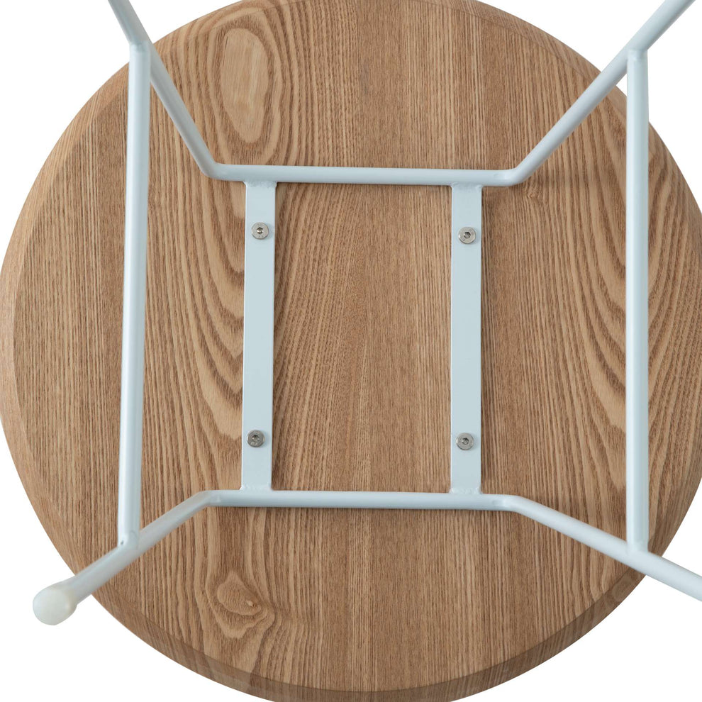 LeisureMod Rossmore Mid Century Modern Round Side Table With White Steel Frame | Side Tables | Modishstore - 5