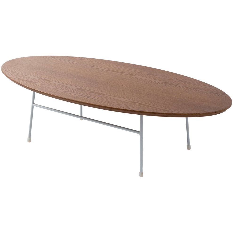LeisureMod Rossmore Oval Coffee Table with Ash Veneer Top and White Powder Coated Steel Frame | Coffee Tables | Modishstore - 16
