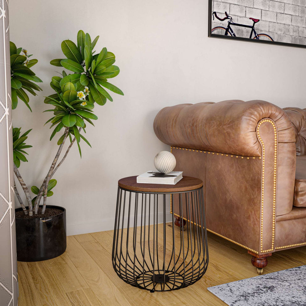 LeisureMod Runswick Modern Wood Top End Table With Metal Base | Side Tables | Modishstore - 15