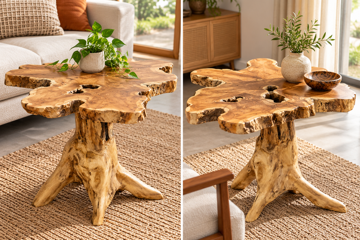 Teak Wood Slice Live Edge Accent Tables by Artisan Living