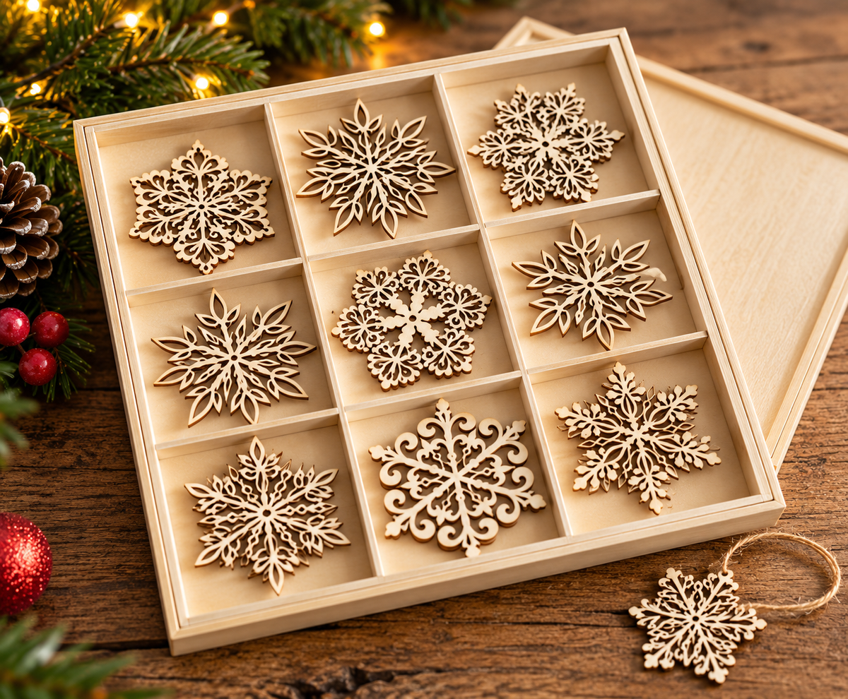 Birch Veneer Laser Cut Christmas Ornaments