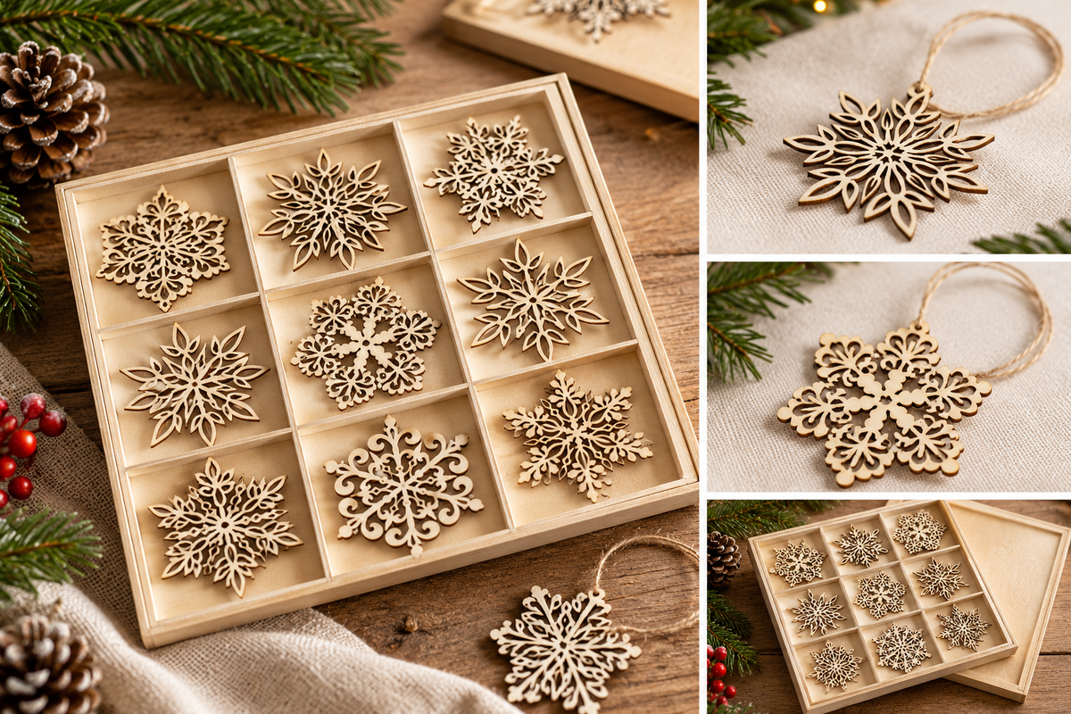 Birch Veneer Laser Cut Christmas Ornaments