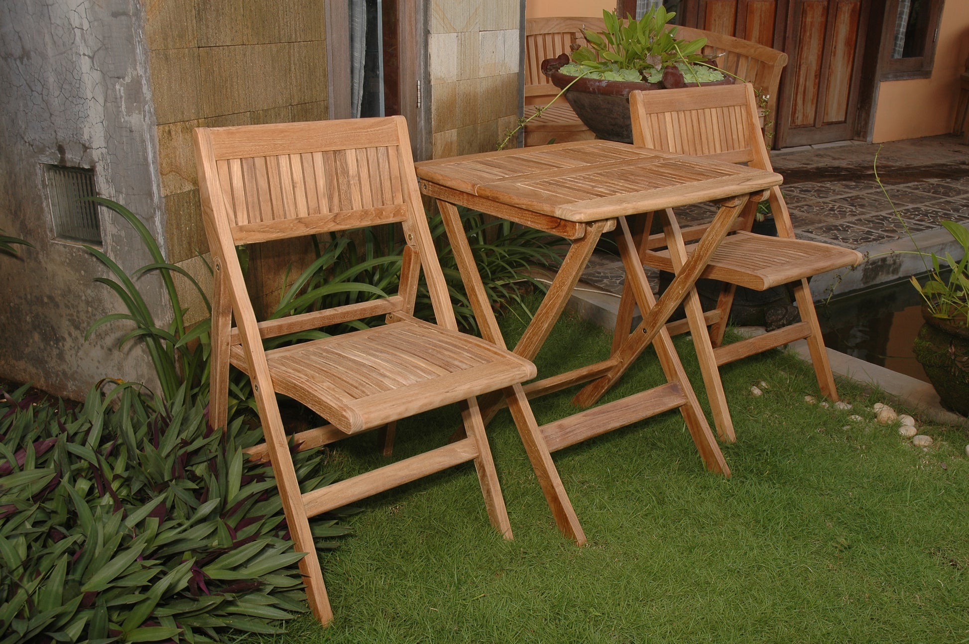 Windsor 3-Pieces Square Bistro Set  By Anderson Teak | Outdoor Dining Sets | Modishstore - 3