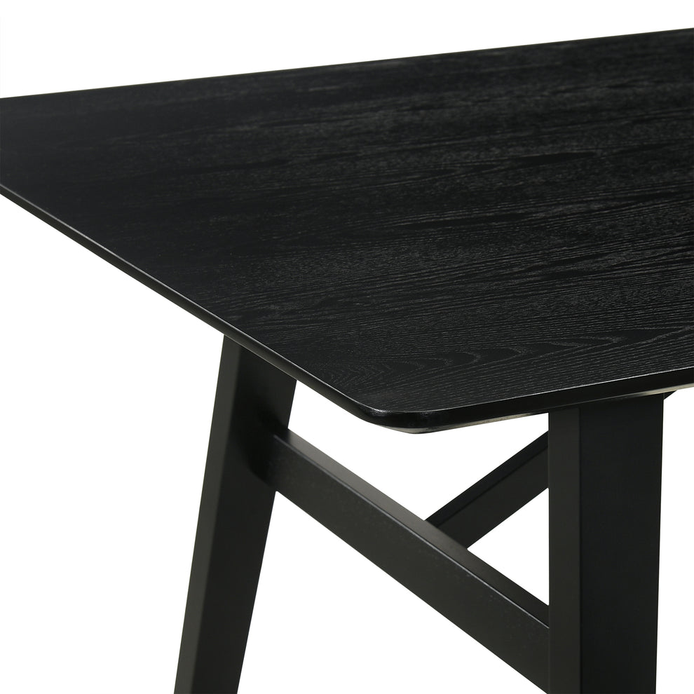 Channell 7 Piece Black Wood Dining Table Set with Charcoal Fabric By Armen Living | Dining Sets | Modishstore - 8