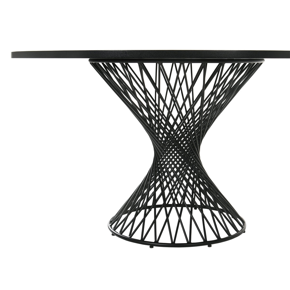 Cirque Channell 5 Piece Black Wood Dining Table Set with Charcoal Fabric By Armen Living | Dining Sets | Modishstore - 6