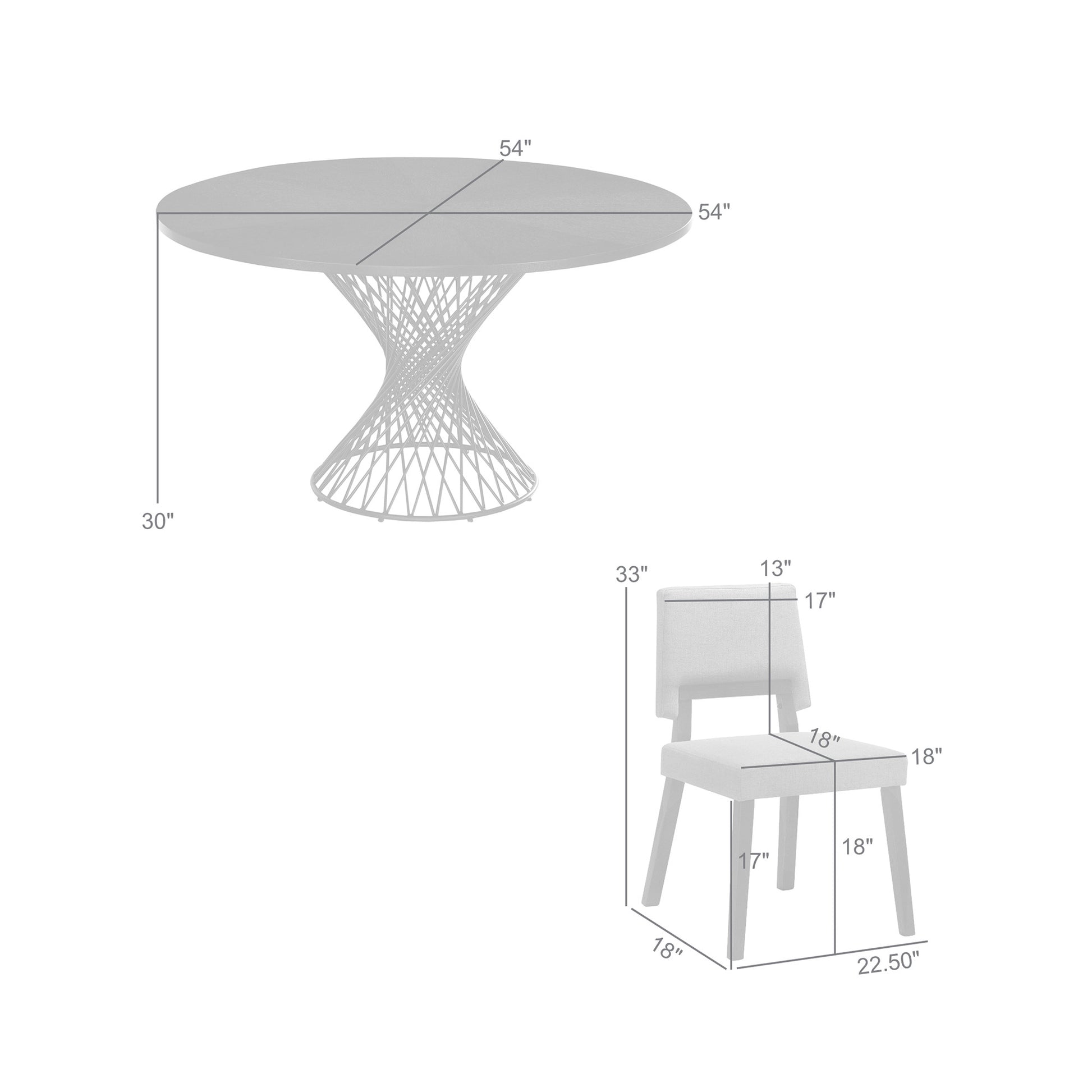 Cirque Channell 5 Piece Black Wood Dining Table Set with Charcoal Fabric By Armen Living | Dining Sets | Modishstore - 9