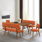 Channell 5 Piece Walnut Wood Dining Table Set with Benches in Orange Fabric By Armen Living | Dining Sets | Modishstore
