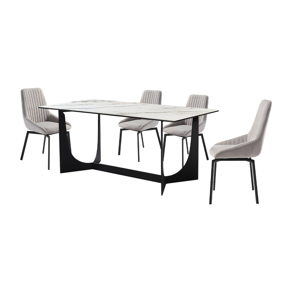 Esme Susie 5 Piece Dining Set with Gray Fabric Chairs By Armen Living | Dining Sets | Modishstore - 2