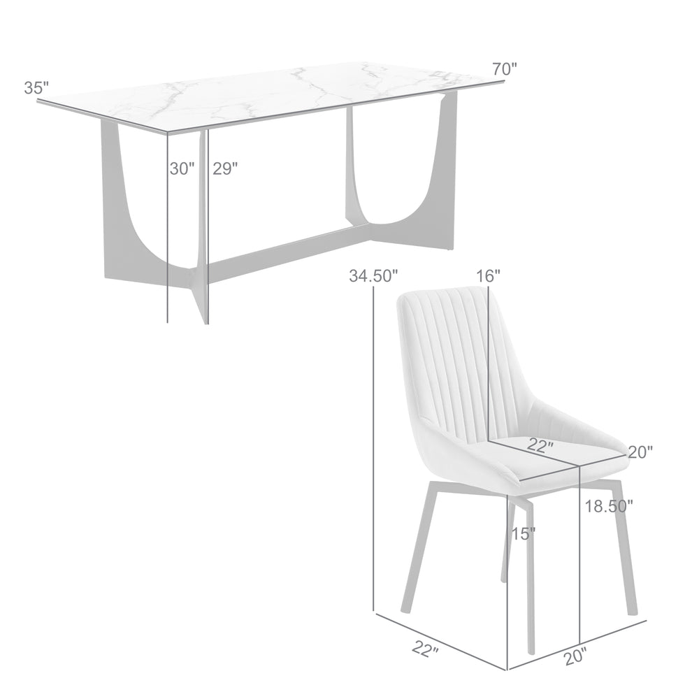 Esme Susie 5 Piece Dining Set with Gray Fabric Chairs By Armen Living | Dining Sets | Modishstore - 10