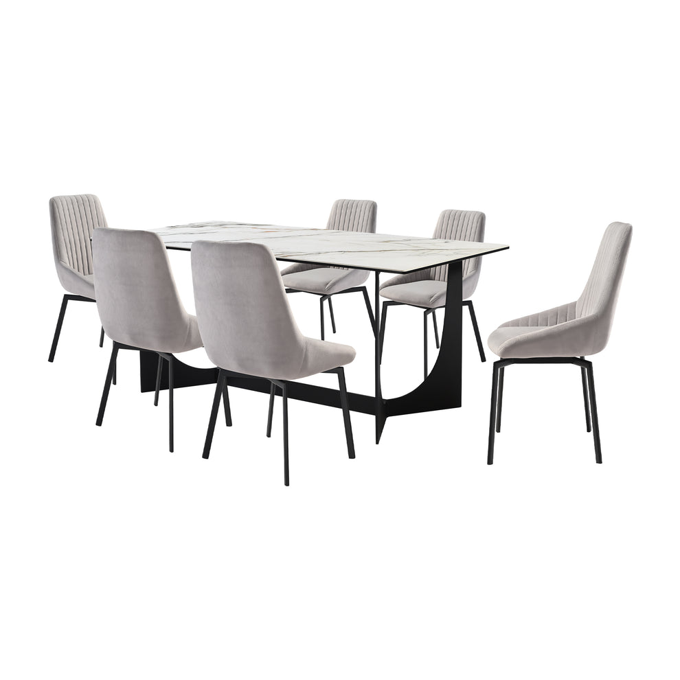 Esme Susie 7 Piece Dining Set with Gray Fabric Chairs By Armen Living | Dining Sets | Modishstore - 2